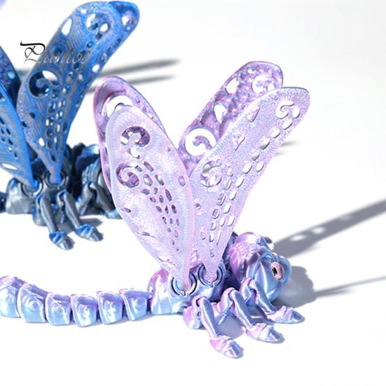 Eco-friendly Plastic Figure 3D Printed Articulated Dragonfly Model, Flexible Realistic Animal Fidget Toys, Educational Science Teaching Aid