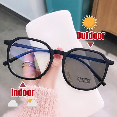 Quadratische photochrome Brille für Männer und Frauen, luxuriöses Design, übergroße Myopie, kurzsichtige Brille, Outdoor-Brille mit Farbwechsel