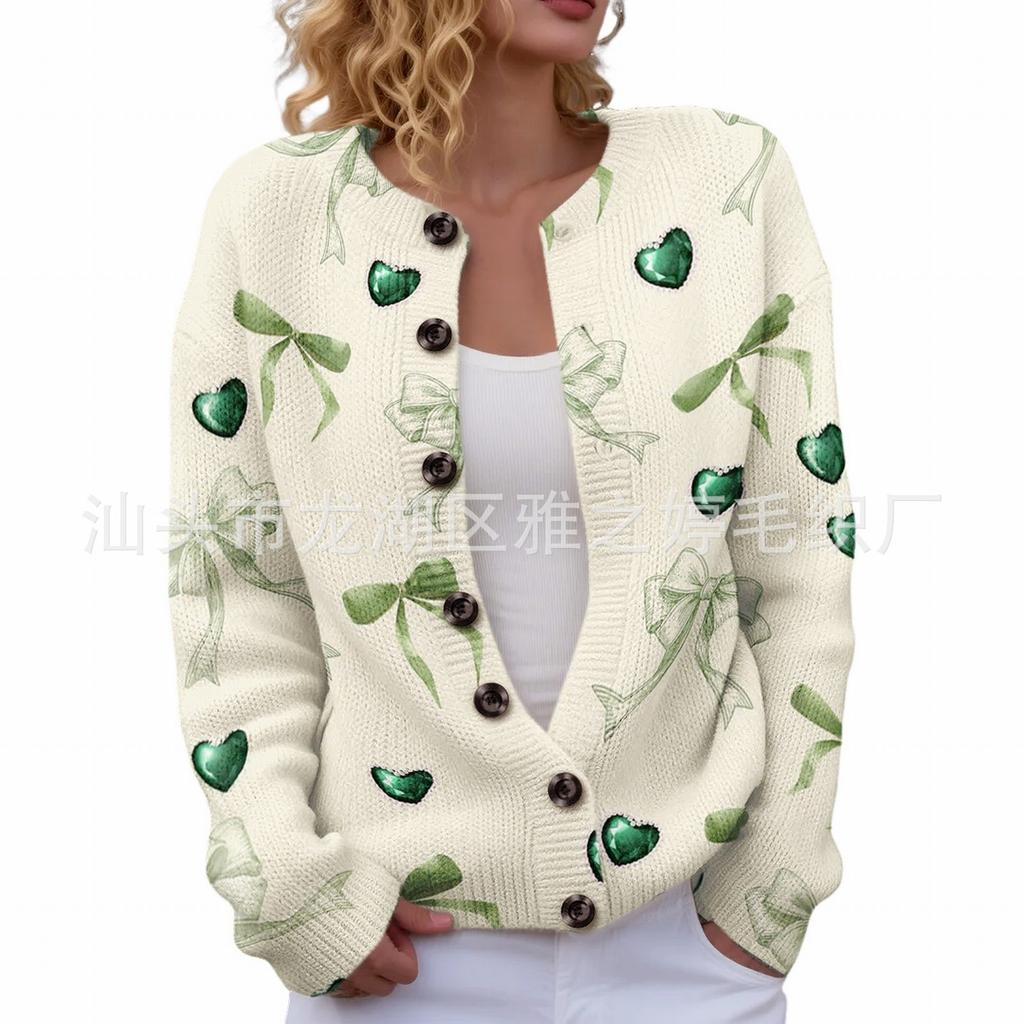 LXK-SPYK01 Sanpa crew neck cardigan new casual knitted sweater European and American jacket