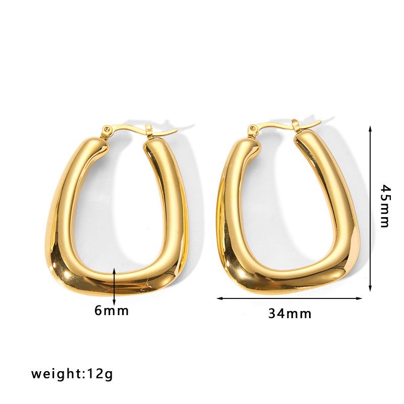 Gold Color Stainless Steel Hoop Earrings For Women Ear Drop Stud