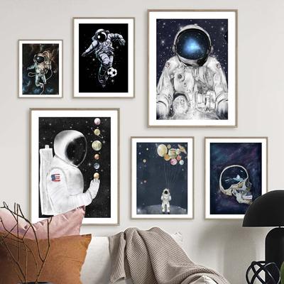 Astronaut Artă de Perete Pânză Pictură Colorat spațiu sistem solar Planetă Poster Print Imagini de Perete Pentru Decor Camera Băieților