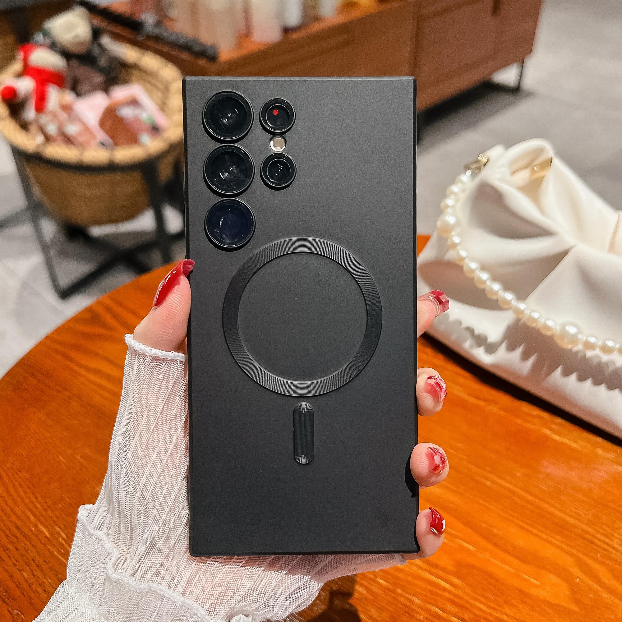 

Роскошный мягкий матовый магнитный чехол для Samsung S26 S25 Edge 24 S23 S22 S21 FE Ultra Plus A56 A36 A26 A16 A06 A55 A35 A07 A17 Чехол Galaxy Note20 чёрный