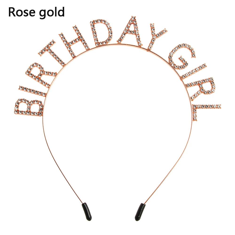 Happy Birthday Girl Headband Sweet Girls Birthday Party Tiara Styling Princess Crown Rhinestone Hair Hoop Fashion Hairband