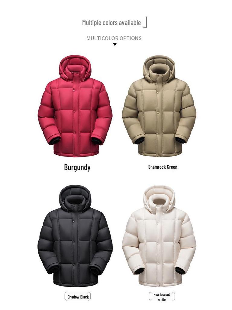 Trendy Men's Casual Sports Down Jacket with Detachable Hood - Warm, Fashionable White Duck Down.