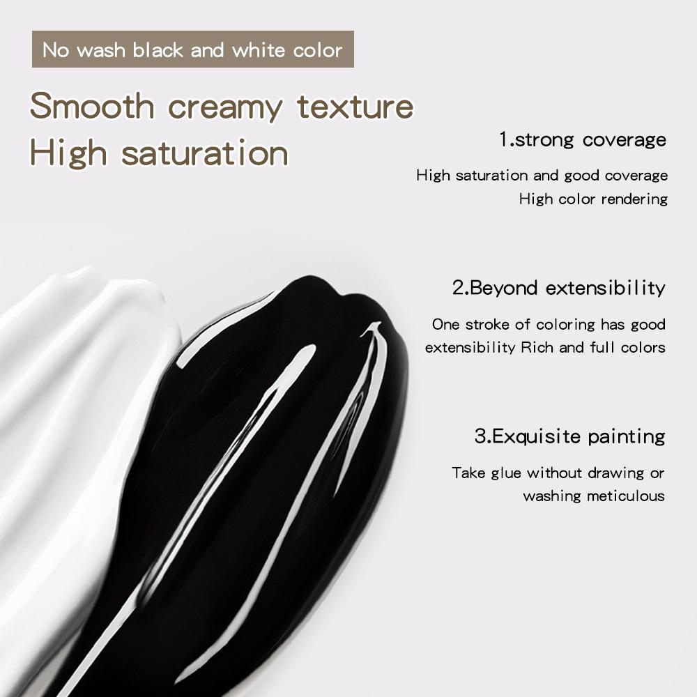 Upgraded No-Wipe Black & White Nail Stamping Gel for Solid Color Painting and Gradient Effects