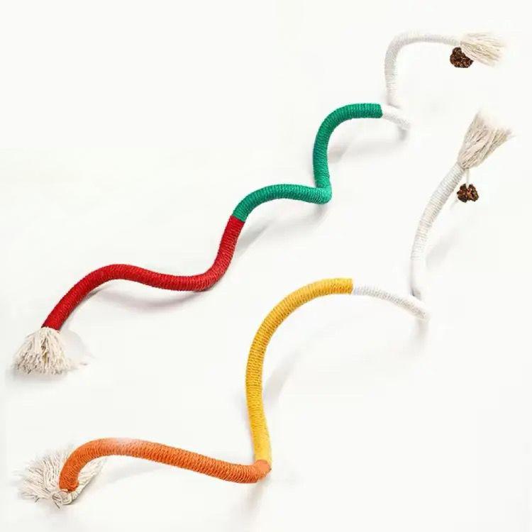 Cat Bite Rope Toy Cat Teeth Grinding Rope Durable Cat Oral Cleaning Toy Interactive Cotton Rope Bite-resistant Chewing Toy