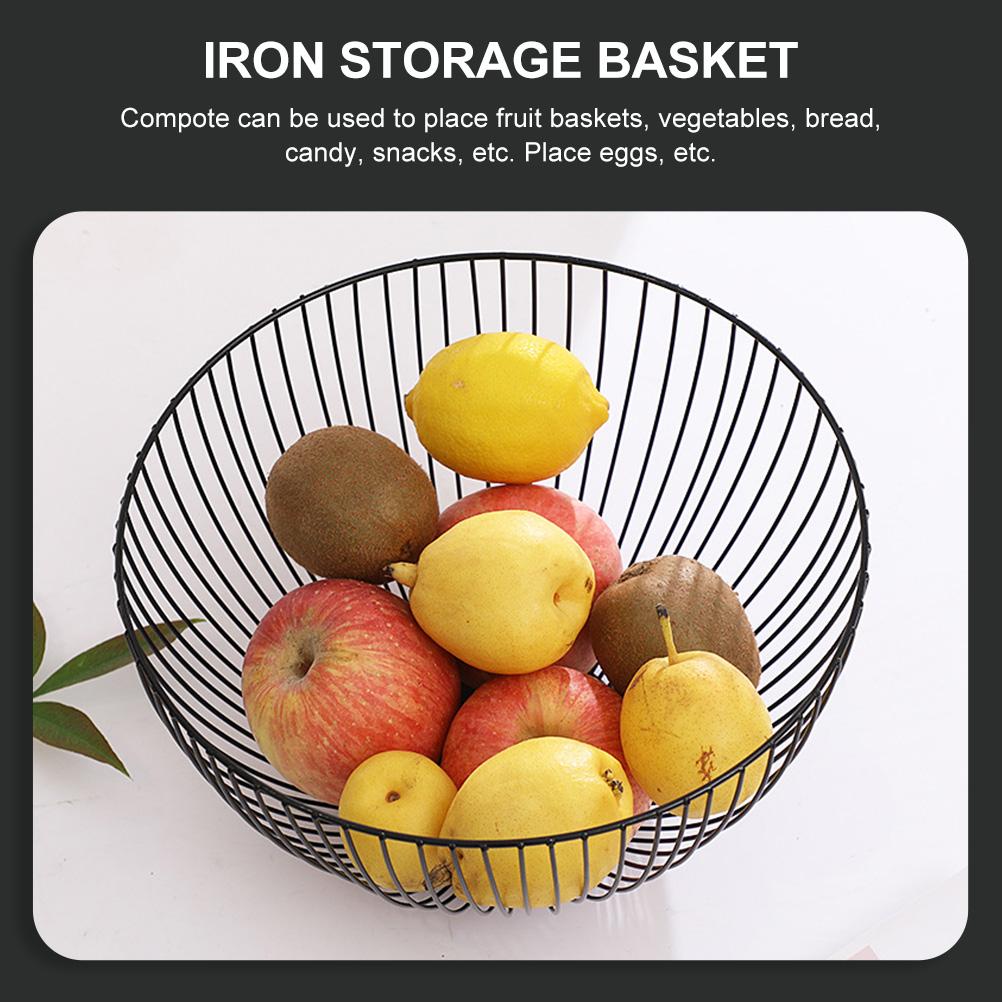 Wire Fruit Basket Metal Bowl Storage Basket Stackable Serving Tray Platter Holders for Snack Vegetables Bread Organizers Black Nice for Home