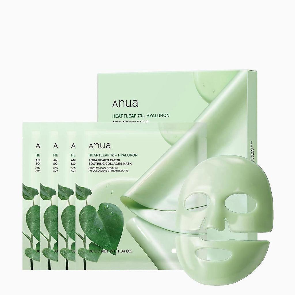 ANUA Maschera Viso Lenitiva al Cuore di Houttuynia 70% con Collagene, Maschera Viso Notturna per Pelle di Vetro, acido ialuronico, Collagene, Maschera Viso Lenitiva e Idratante per Pelli Sensibili