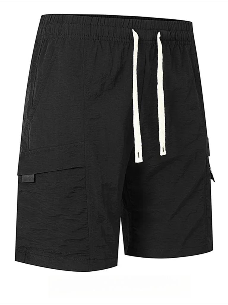 Cotton blend men's casual shorts with drawstring waistband and pants pockets - Lightweight, breathable fabric for summer and outdoor activities