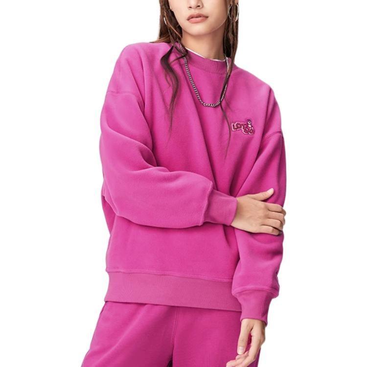 Li Ning Disney Sweatshirts Women's Pink Crew Neck Thickened Regular AWDSF36-1