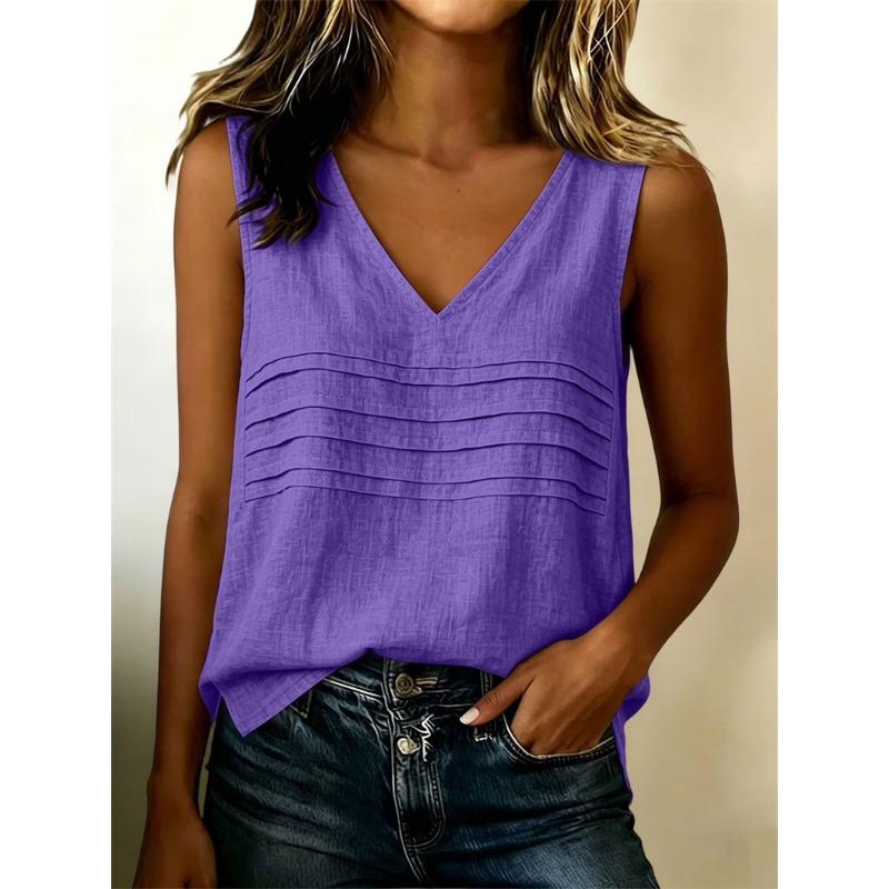 Women S V Neck Sleeveless Loose Casual Summer Top