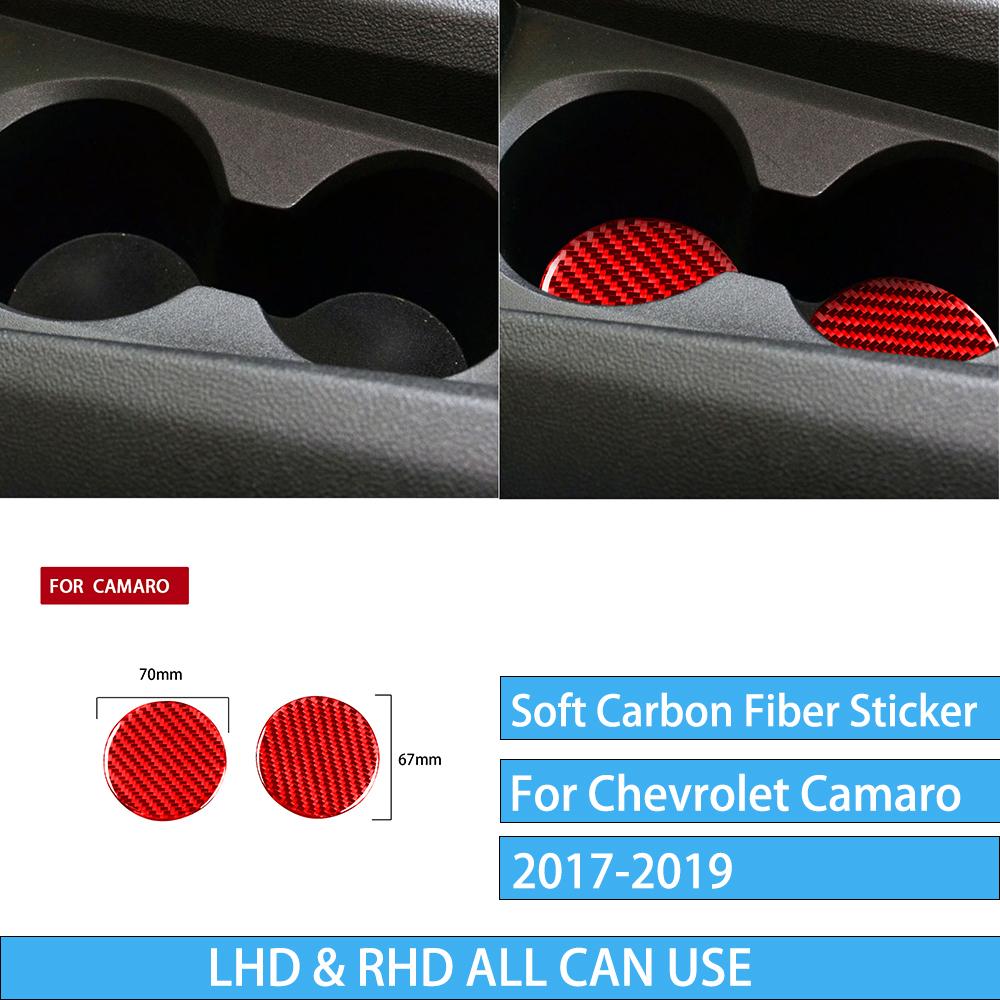 Real Soft Carbon Fiber Sticker For Chevrolet Camaro 2016 2017 2018  Water Cup Mat Decoration Accessories 2 PS