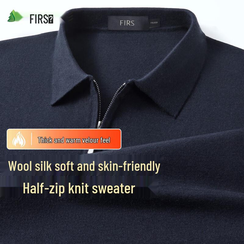 FIRS Men's Wool-Silk Blend Casual Knit Sweater