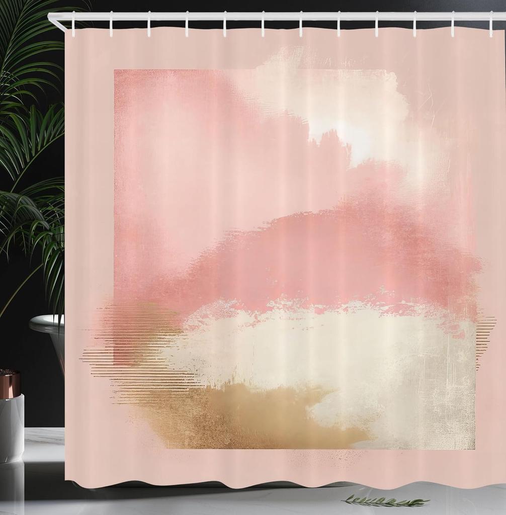 Watercolor Style Shower Curtain Green Leaf Appearance Abstract Branch Fabric Bathroom Decorative Shower Curtain With Hook,