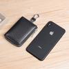 Multifunctional Leather Household Key Bag Men's and Women's Zipper Carbon Fiber Pattern Car Door Key Bag 2-in-1 Key Bag