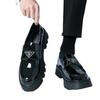 Leather shoes autumn youth British style platform business dress lazy loafer beanie shoes bright leather groom wedding shoes