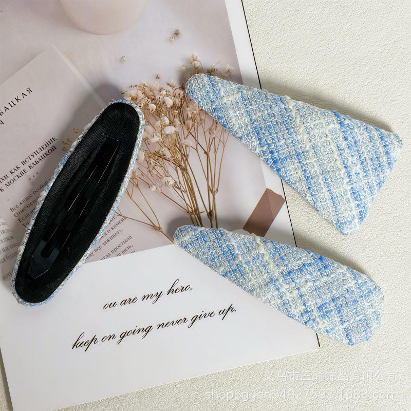 Korean Floral Plaid Triangle Hairpin for Spring-Summer - Clip for Flyaway Bangs and Sides