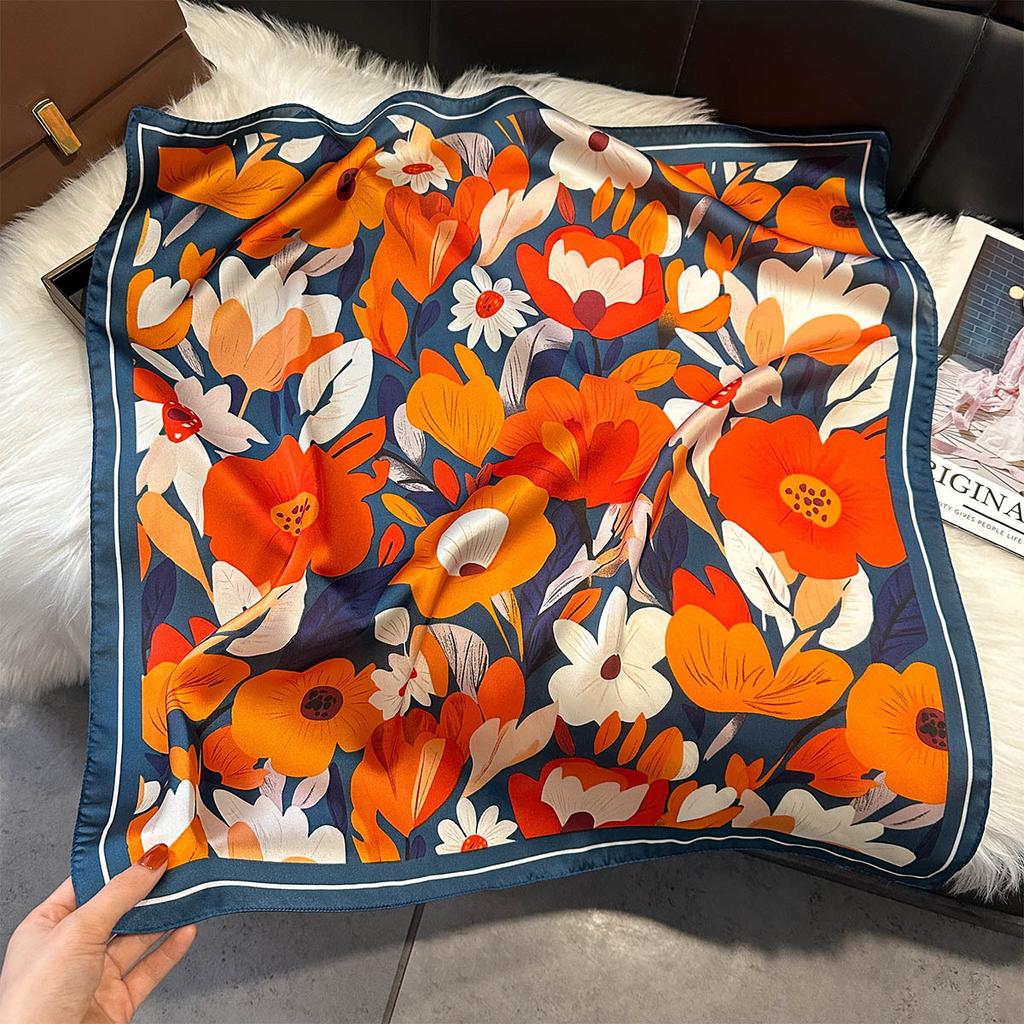 New Paisley Print Silk Scarf For Women Square Hijab Soft Neck Tie Female Fashion Decoration Silk Headscarf 70*70Cm Kerchief