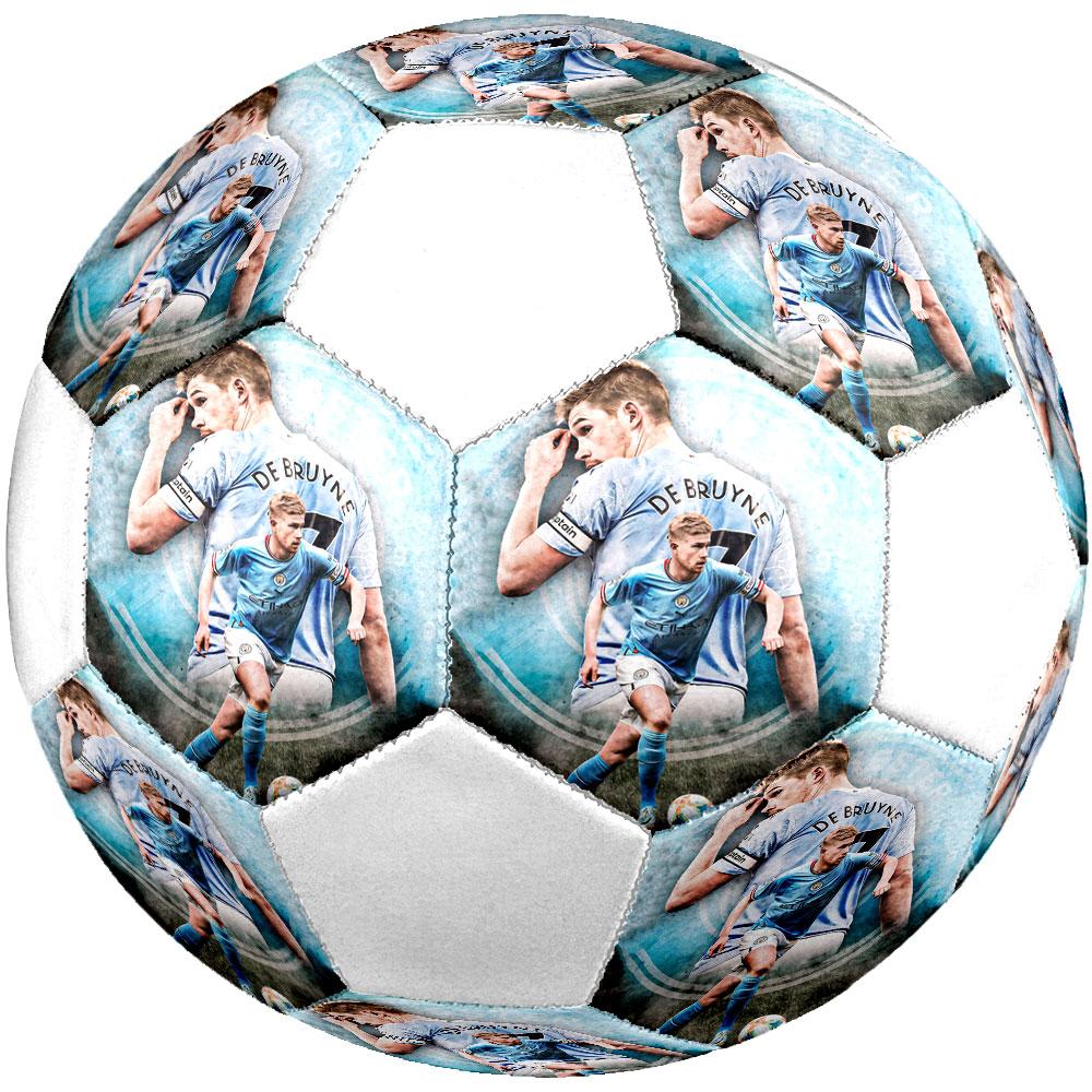 Kevin De Bruyne Printed Size 5 Soccer Ball, Machine-Stitched PVC, Durable & High Bounce, All Ages Fit, Fan Merchandise, Matches & Outdoor Use.