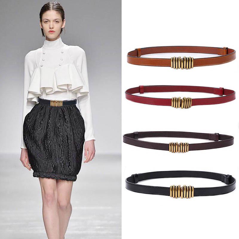 Women's Genuine Leather Fashion Belt – Versatile Casual Waistband with Pin Buckle for Jeans