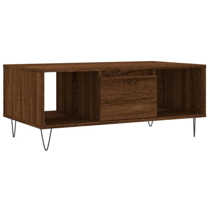 VidaXL Table basse Chêne marron 90x50x36,5 cm Bois d'ingénierie 830595