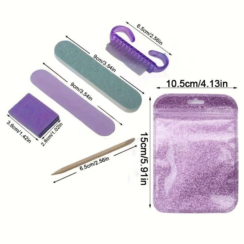 6Pcs Mini Manicure Set Nail File Buffer Separator Brush Pedicure Tools Kit With Pouch