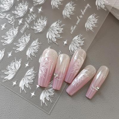 Dreamy Butterfly & Star Nail Art Stickers - Light Luxury Style, Flat Back Adhesive.