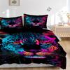 3-teiliges Neon-Leopardenmuster-Bettwäscheset - 1 Bettbezug + 2 Kissenbezüge(Kern nicht enthalten), Maschinenwaschbares Polyester, Ganzjahreskomfort, Bett
