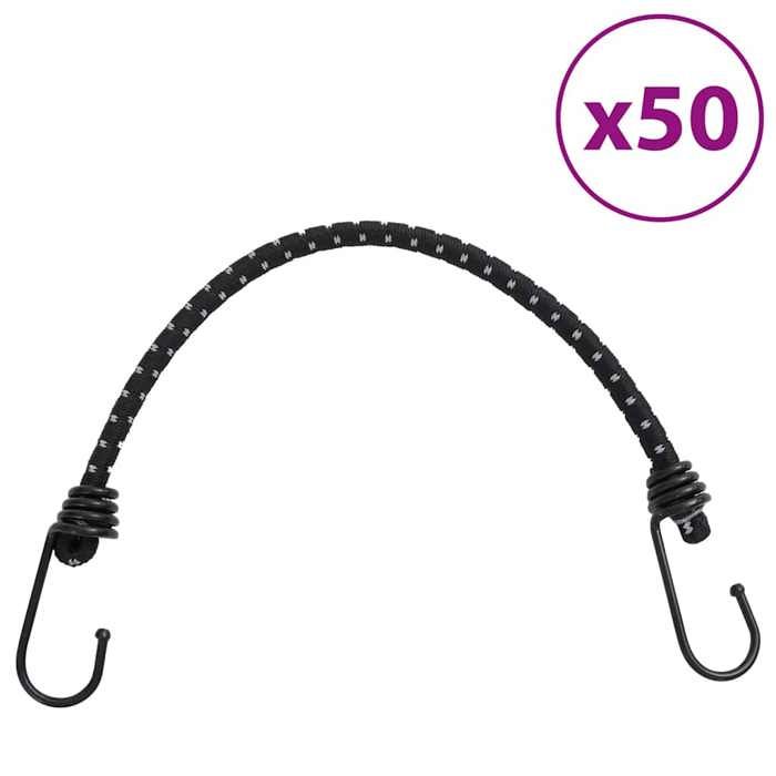 VidaXL Cordes élastiques avec bandes réfléchissantes et crochets 50pcs, cordon élastique avec crochet, sangle élastique avec 4008144