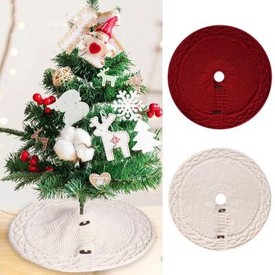 Christmas Tree Skirt Braided Cable Knit Tree Rug Xmas Tree Decoration for Holiday Home Party Fireplace Decor