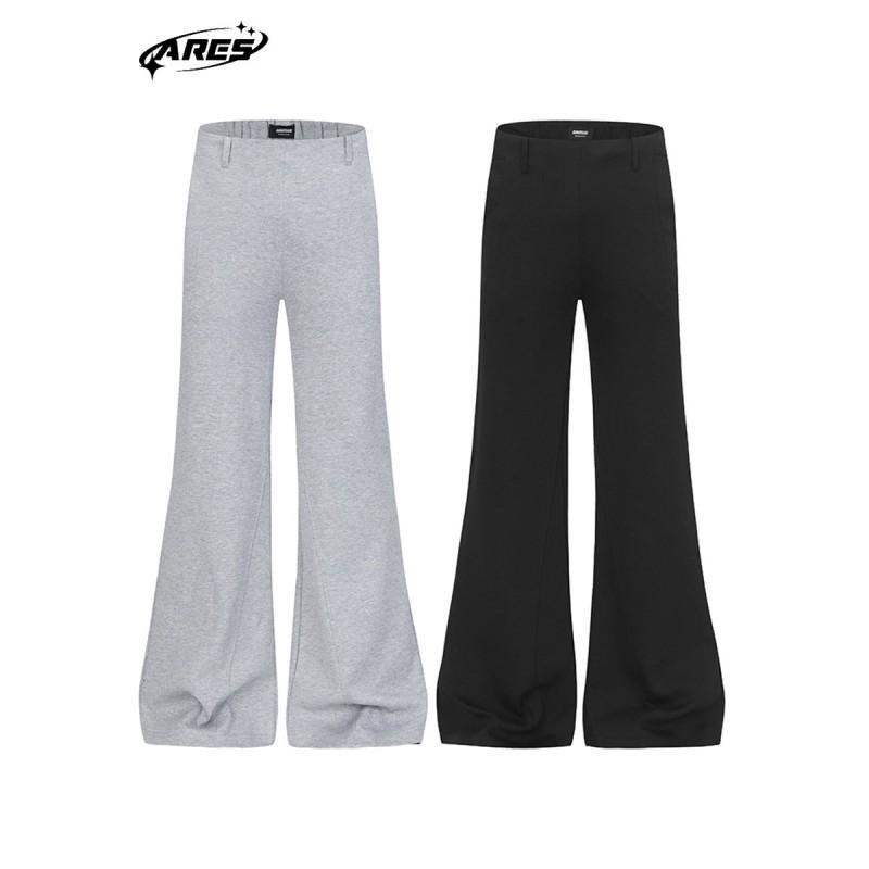 ARES Mens Slim Straight Flared Sweatpants High Waist Side Zip Stretch Casual Pants
