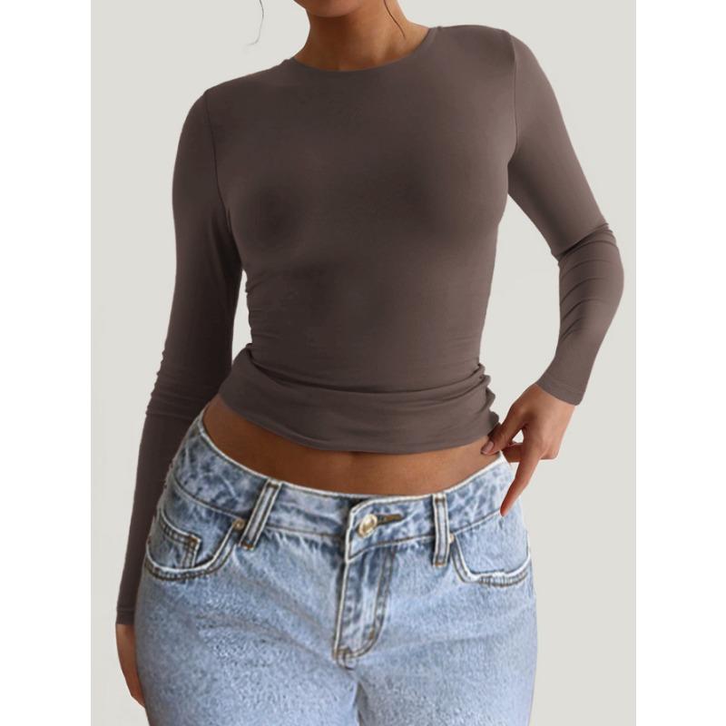 Y2K Hot Girl Slim Long Sleeve Solid Color Bottoming Shirt Women's 2025 Autumn and Winter