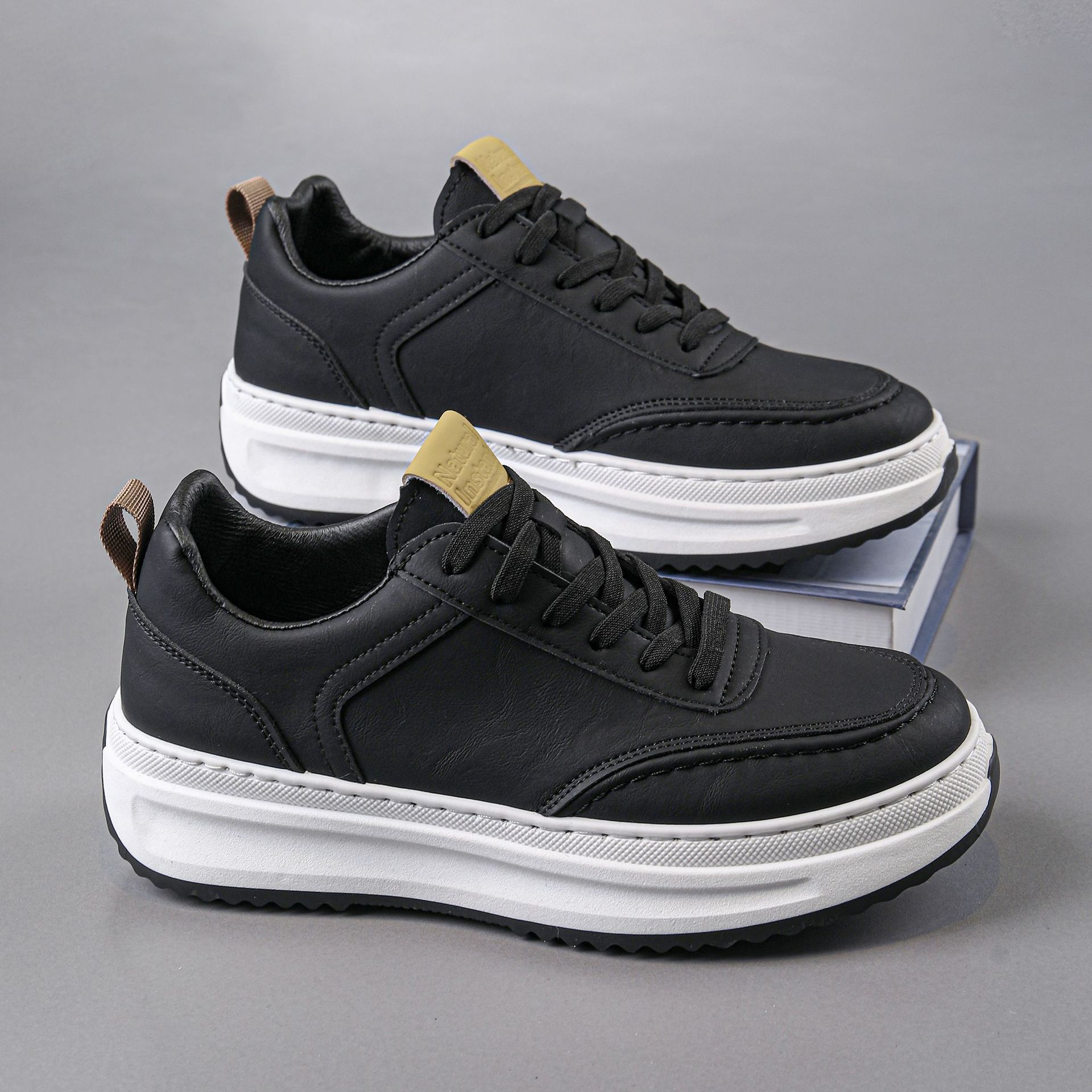 

2025 spring platform men s shoes low-top trendy sports and leisure shoes versatile breathable light-soled dad shoes trendy single shoes 39 чёрный