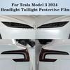 For Tesla Model 3 Highland 2024 PPF Headlight & Taillight Film Black Transparent Anti-scratch Self-healing Protection Stickers