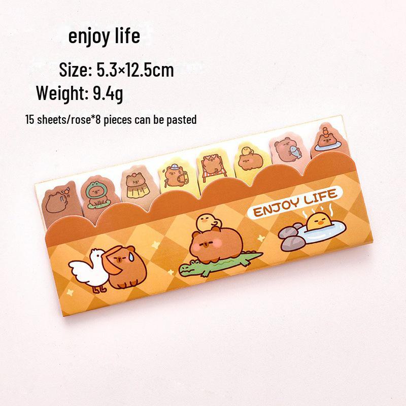 Cartoon Capybara Sticky Notes for Students - Cute Index Marker Stickers