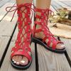 2025 Nuove Sandali Casual da Donna Intagliati Open Toe con Cinturino Incrociato Scarpe da Donna Zeppe Estive Taglie Grandi Sandali Romani