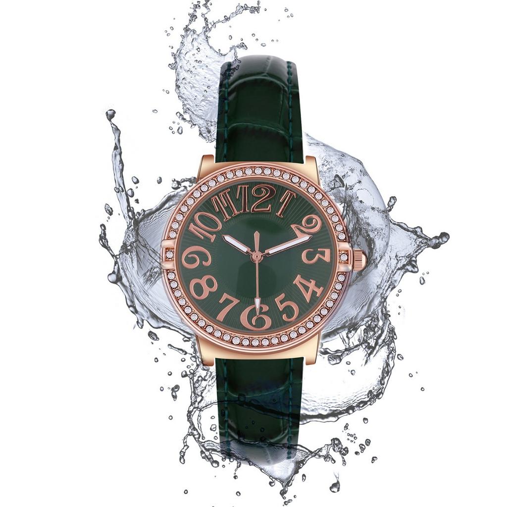 Fashion Casual Leather Light Luxury Diamond Non-Waterproof Quartz Women'S Watch