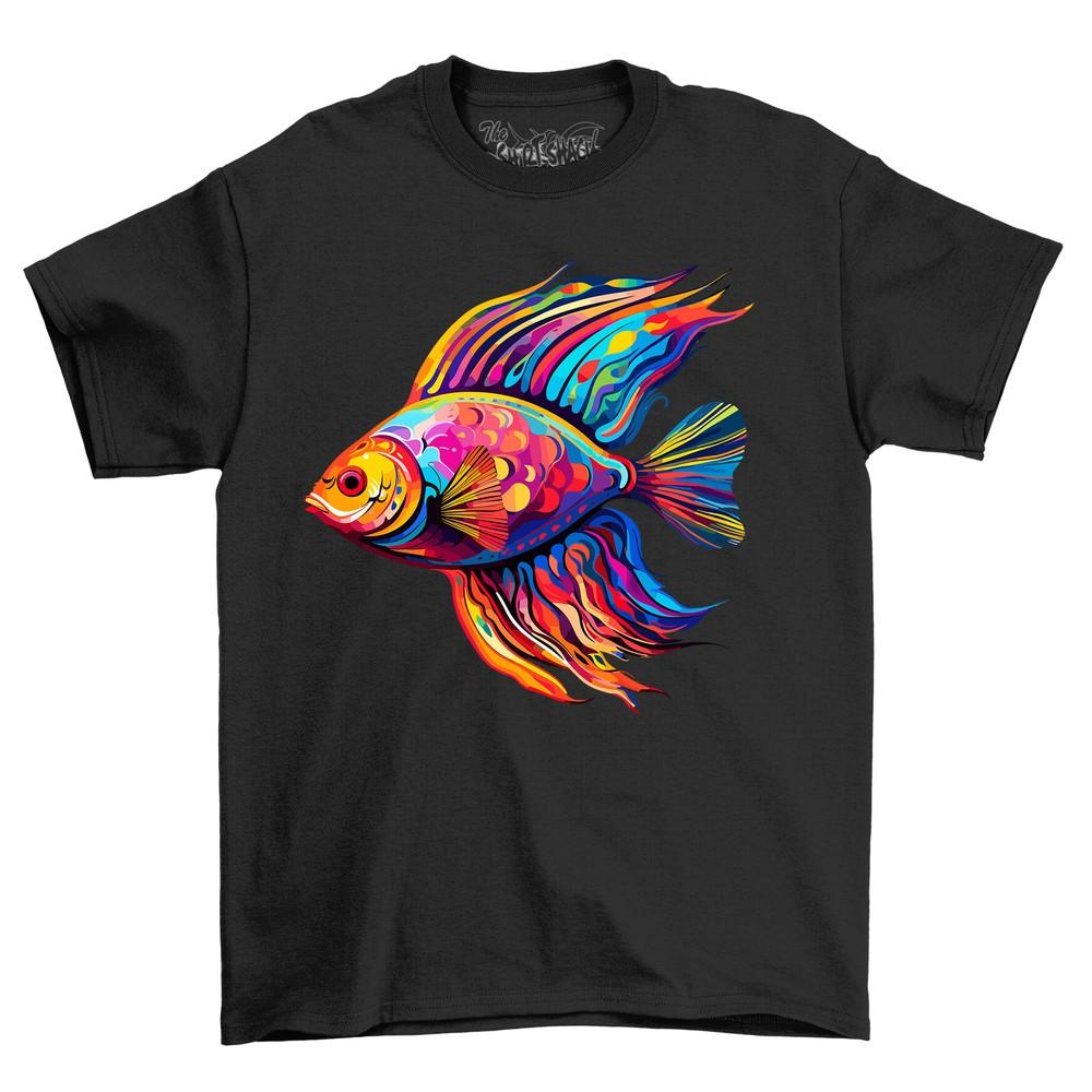 Fish Paint Drip Design T-shirt - Dive Into Style! Funny T-shirt, Unisex Printed