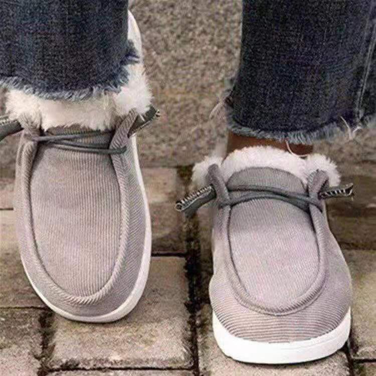 Kalın Taban Peluş Kalın Kadın Pamuklu Ayakkabı Loafer