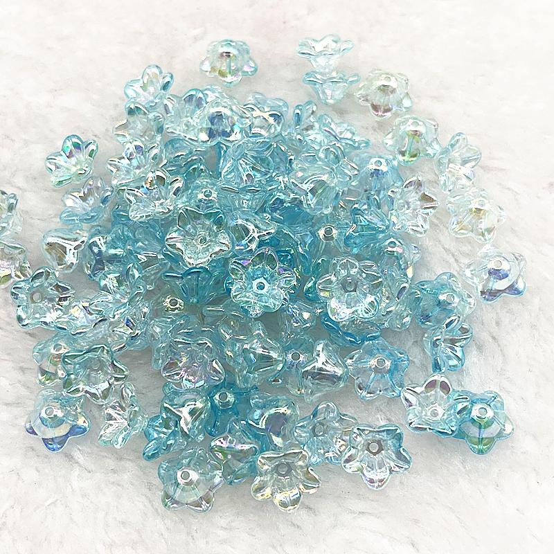 50pcs 7x13mm Gradual Change Acrylic Bellflower Beads Caps Jewelry Findings Charms Bracelets Spacer Beads for Jewelry Making