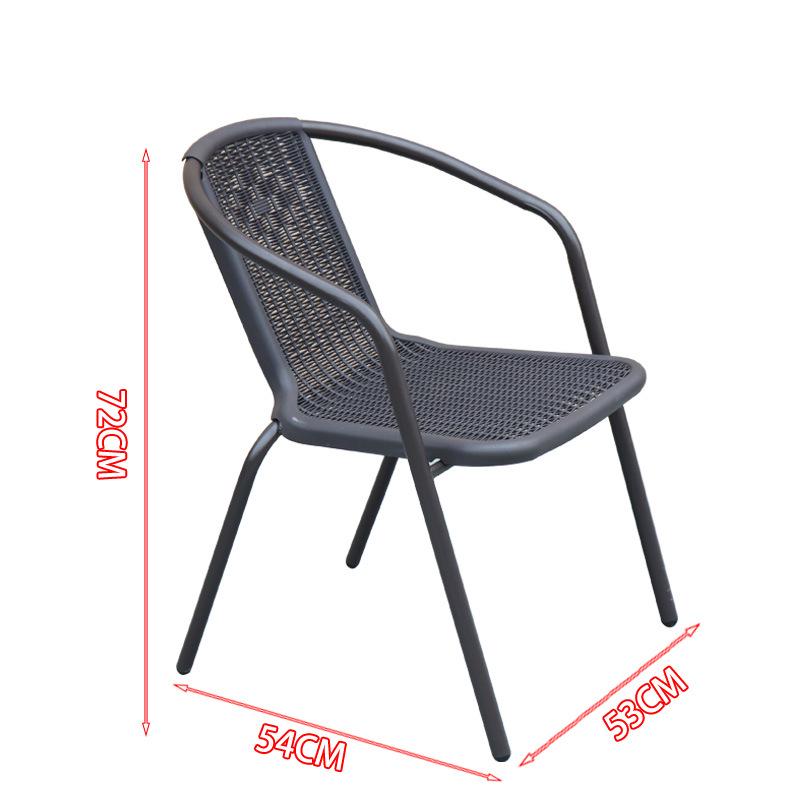 Outdoor Rattan-Style Stackable Patio Chair and Table Set, Wrought Iron Coffee Stool, Ideal for Courtyard or Balcony.