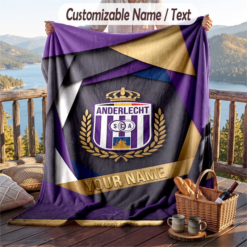 Flannel Blanket Anderlecht FC Print Custom Name Text Soft Throw for Sofa Bed