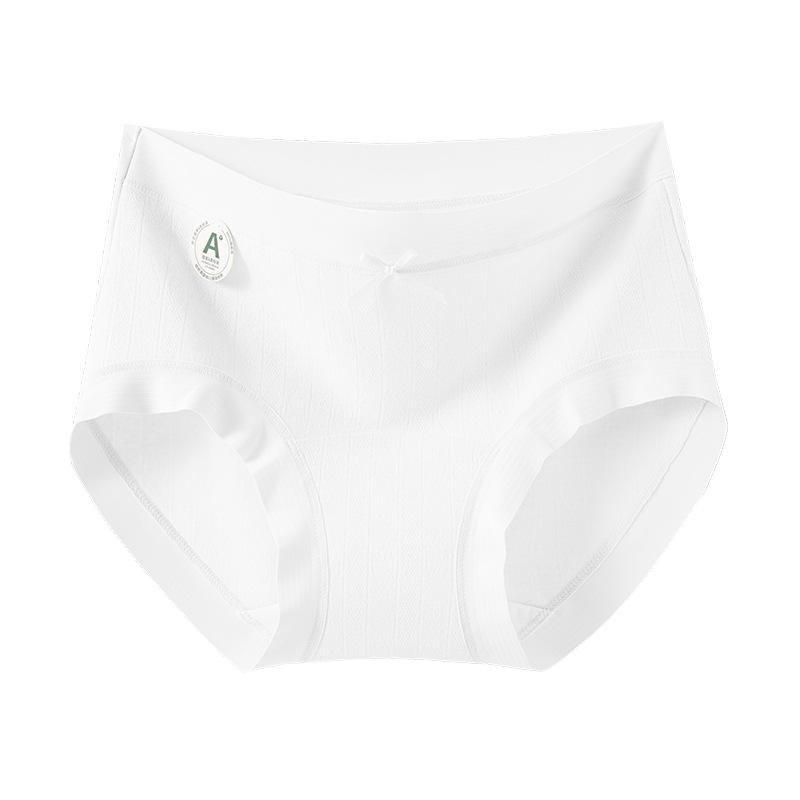 

Ladies Spring and Summer Pure Color Class A Baby Cotton Pure Cotton 10A Bacteriostatic Extended Crotch No Mark Middle Waist Triangle Briefs M белый