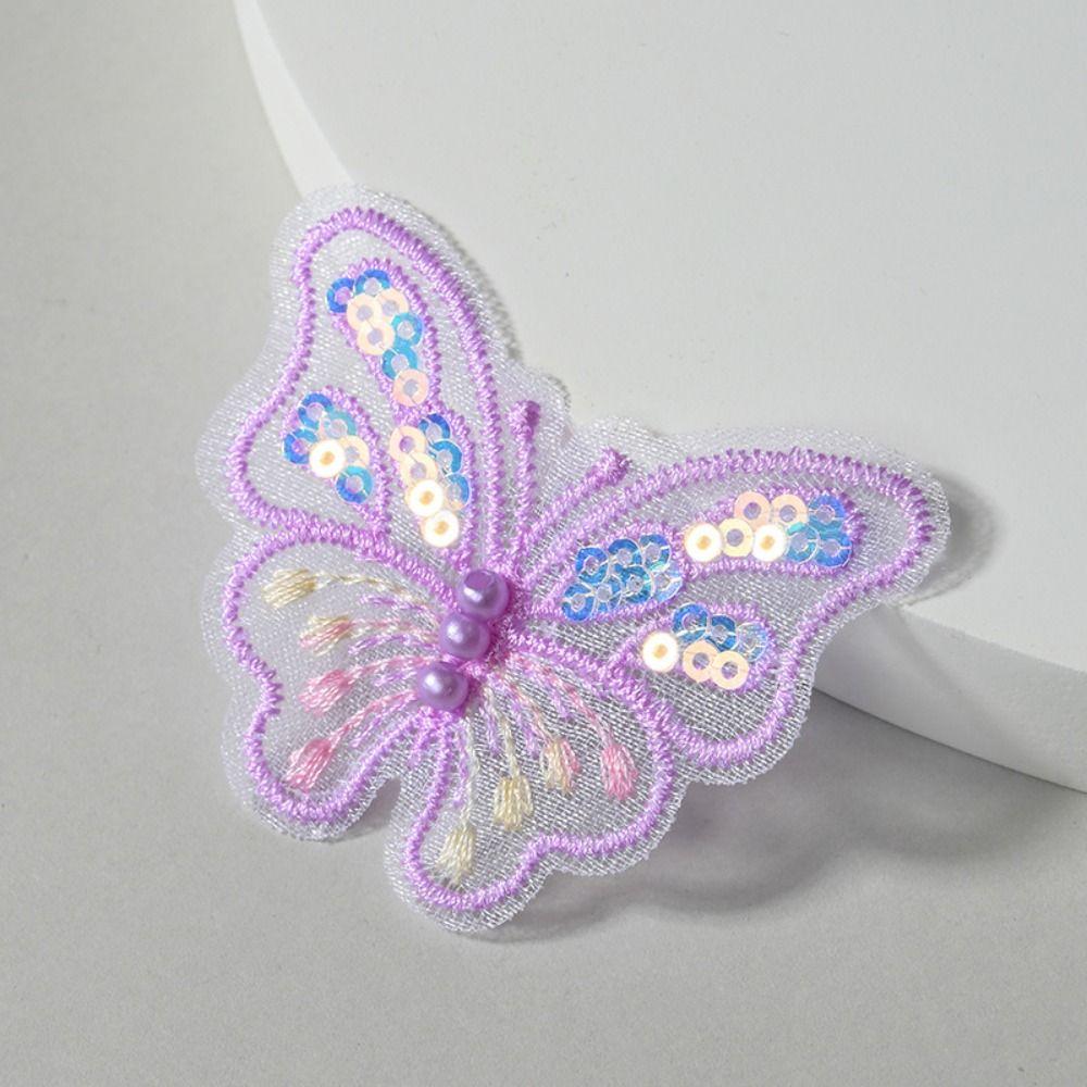 3D Sequins Butterfly Embroidered Patches Single Layer Clothes Sewing Patch  Bridal Hair Accessories