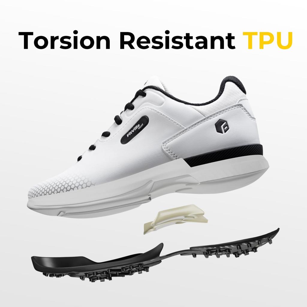 FitVille Men's Wide Golf Shoes, Sizes 2E and 4E, Lightweight Golf Sneakers with Spikes