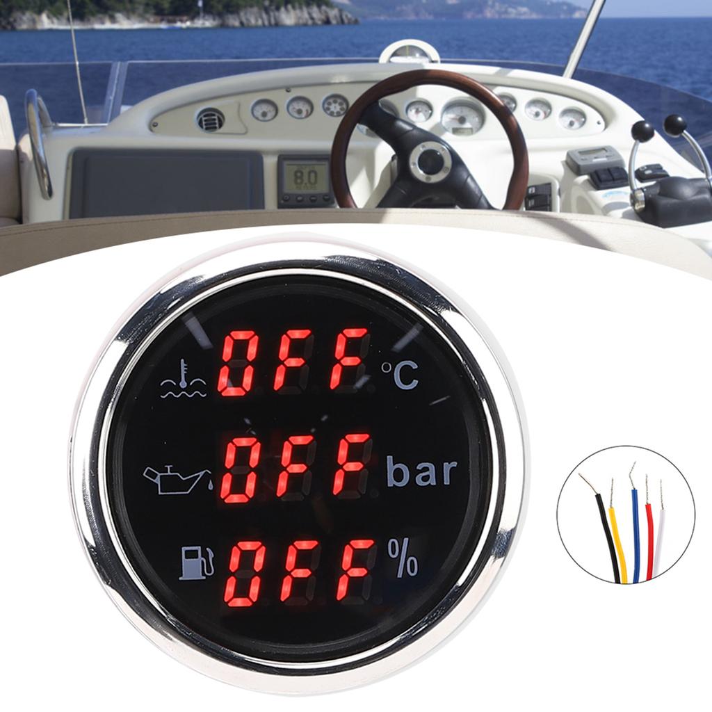 2in 3-In-1 Messgerät Kühlwassertemperatur Öldruck Kraftstoffstandsanzeige Europäischer Standard 0-190 Ohm