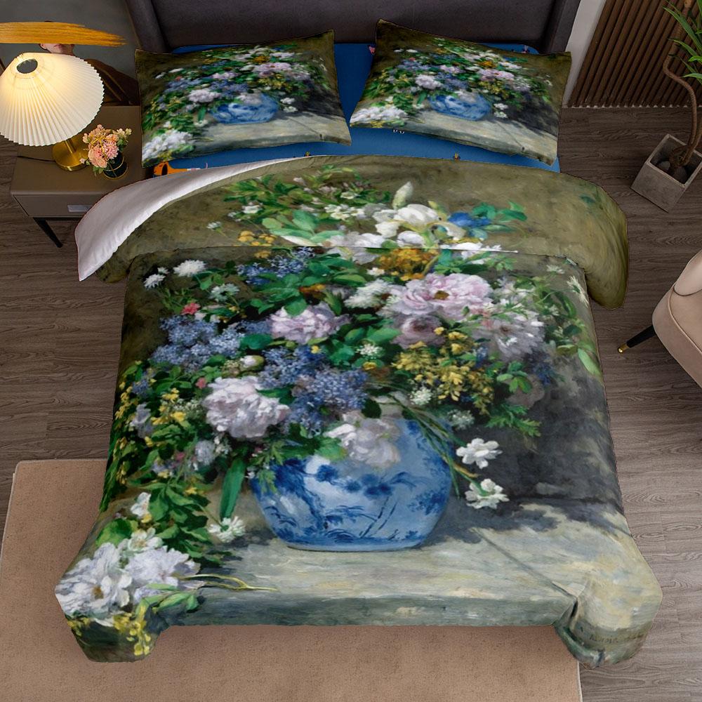 Pierre Auguste Renoir Wild Spring Bouquet Duvet Cover Set King Queen Double Full Twin Single Size Bed Linen Set