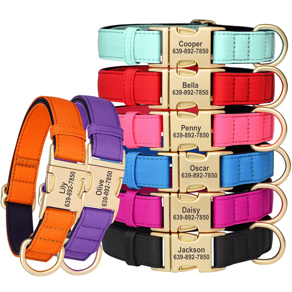 Personalized Dog Collar Waterproof Nylon Dog Collars Soft Padded Pet Necklace Free Engraved for Small Medium Large Dogs Pitbull
