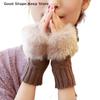 Women Cute Lovely Sweety Smooth Soft Writing Drive Autumn Winter Keep Warm Plush Knitted Woolen Splicing Half Finger Gloves