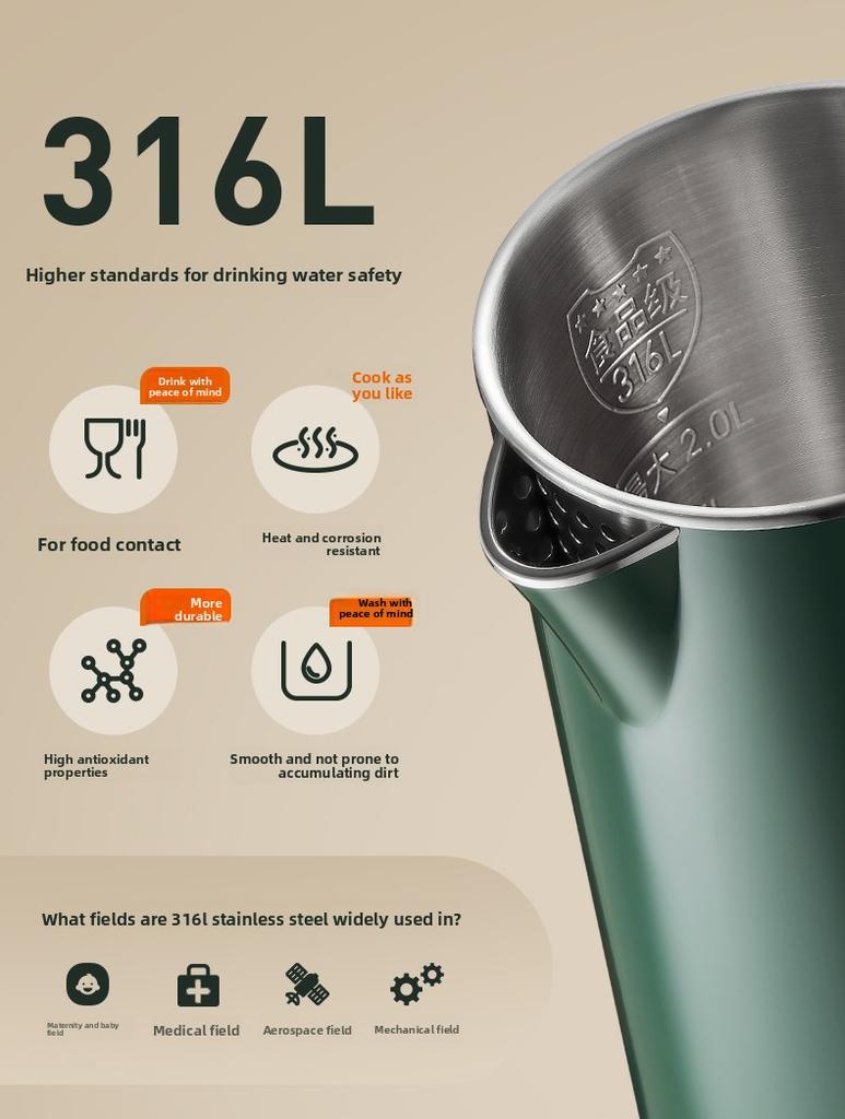 220V 2000ML Elektrischer Wasserkocher Haushalts Automatischer Wasserkocher, Konstante Temperatur & Edelstahl Innen